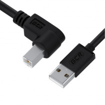 Кабель GREENCONNECT GCR 1.0m USB 2.0, AM угловой левый/BM угловой левый, черный, 28/28 AWG, экран, армированный, морозостойкий, (GCR-52515)