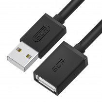 Удлинитель GREENCONNECT 0.5m USB 2.0, AM/AF, черный, 28/28 AWG, экран, армированный, морозостойкий, (GCR-UEC6M-BB2S-0.5m)