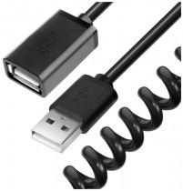 Удлинитель GREENCONNECT 1.0m USB 2.0, AM/AF витой, черный, 28/28 AWG, экран, Premium, (GCR-50522)