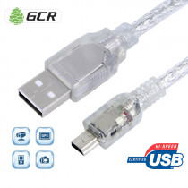 Кабель GREENCONNECT PROF 1.5m USB 2.0, AM/mini 5P, прозрачный, 28/24 AWG, экран, армированный, морозостойкий, (GCR-UM1M5P-BD2S-1.5m)
