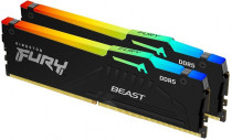 Комплект памяти KINGSTON 16 Гб, 2 модуля DDR5, 48000 Мб/с, CL40, 1.35 В, XMP профиль, радиатор, подсветка, 6000MHz, Fury Beast RGB, 2x8Gb KIT (KF560C40BBAK2-16)