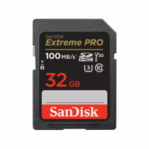 Карта памяти SANDISK SDHC Extreme Pro SD UHSI 32GB Card - 4K Video - DSLR Mirrorless Cameras 100MB/s Read 90MB/s Write 3700 6.87 (SDSDXXO-032G-GN4IN)