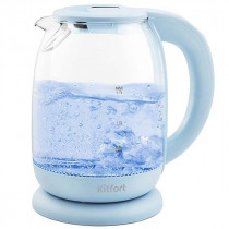 Чайник электрический KITFORT 1.7л. 2200Вт голубой (корпус: пластик/стекло) (КТ-640-1)