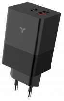 Сетевое зарядное устройство ACCESSTYLE 65 Вт, 1x USB, 1x USB Type-C, чёрный (Crocus GaN 65WCA Black)