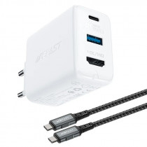 Сетевое зарядное устройство ACEFAST 65 Вт, 1x USB, 1x USB Type-C, белый (AF-A17-WH)