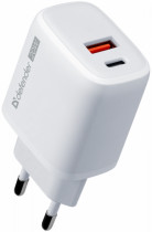 Сетевое зарядное устройство DEFENDER 20 Вт, сила тока 3 A, 1x USB, 1x USB Type-C, UPA-103, белый (83842)