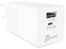 Сетевое зарядное устройство J5CREATE 45 Вт, 1x USB, 1x USB Type-C (JUP2445)