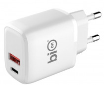 Сетевое зарядное устройство BION , USB-A + USB-C, PowerDelivery, 18 Вт, белый (BXP-ADP-PD-AC-18W)