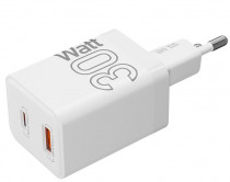 Сетевое зарядное устройство LYAMBDA 30 Вт, 1x USB, 1x USB Type-C, белый (SLT-30)
