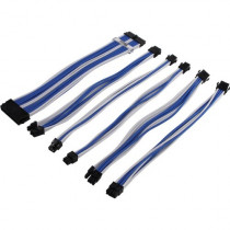 Комплект кабелей-удлинителей 1STPLAYER для блока питания, 1x24-pin ATX, 1xP8(4+4)pin EPS, 2xP8(6+2)pin PCI-E, 2xP6-pin PCI-E premium nylon 350mm SKY BLUE (SKY-001)