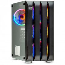 Корпус EXEGATE Minitower Mistery R3-NPX450 (mATX, БП 450NPX с вент. 12 см, 2*USB+1*USB3.0, аудио, черный, 4 вент. 12см с RGB подсветкой, боковая панель - закаленное стекло) (EX294477RUS)
