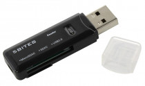 Картридер внешний 5BITES USB2.0 / SD / TF / USB PLUG / BLACK (RE2-100BK)