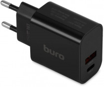 Сетевое зарядное устройство BURO 18 Вт, сила тока 3 A, 1x USB, 1x USB Type-C, BUWD1 Black (BUWD18P110BK)