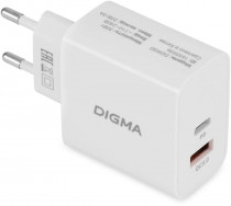 Сетевое зарядное устройство DIGMA 30 Вт, сила тока 3 A, 1x USB, 1x USB Type-C, DGW3D 3A PD+QC белый (DGW3D0F110WH)