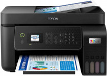 МФУ EPSON струйный, цветная печать, A4, печать фотографий, планшетный/протяжный сканер, ЖК панель, Ethernet, Wi-Fi, AirPrint, C11CJ65409 (L5290)