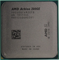 Процессор AMD Socket AM4, Athlon 200GE, 2-ядерный, 3200 МГц, Raven Ridge, Кэш L2 - 1 Мб, Кэш L3 - 4 Мб, Radeon Vega 3, 14 нм, 35 Вт, OEM (YD200GC6M2OFB/YD20GGC6M20FB)