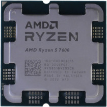 Процессор AMD Socket AM5, Ryzen 5 7600, 6-ядерный, 3800 МГц, Turbo: 5100 МГц, Raphael, Кэш L2 - 6 Мб, L3 - 32 Мб, Radeon Graphics, 5 нм, 65 Вт, OEM (100-000001015)