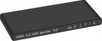 Разветвитель GREENCONNECT HDMI v2.0, 1x2, 4Kx2K 60Hz / 1080p / 3D, 4:4:4, ультратонкий корпус, серия Greenline, (GL-VK2)