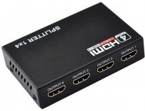 Разветвитель ORIENT , HDMI 4K Splitter 1-4, HDMI 1.4/3D, UHDTV 4K(3840x2160)/HDTV1080p/1080i/720p, HDCP1.2, внешний БП 5В/1А, метал.корпус (29986) (HSP0104H)