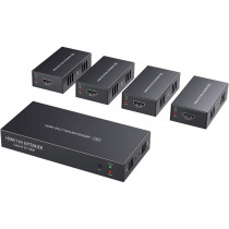 Разветвитель/удлинитель ORIENT HDMI Splitter/Extender (Tx+4xRx), активный удлинитель на 4 устройства до 50 м по кабелю витая пара Cat5e/6, 1 вход/4 выхода RJ45, HDMI 1.4а, 1080p@60Hz, HDCP (33171) (HSP0104VE)