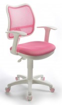 Кресло БЮРОКРАТ детское спинка сетка розовый сиденье розовый TW-13A колеса белый/розовый (пластик белый) (CH-W797/PK/TW-13A)
