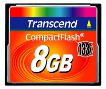 Карта памяти TRANSCEND 8 Гб, Compact Flash, чтение: 20 Мб/с, запись: 18 Мб/с, 133 x (TS8GCF133)