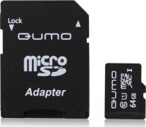 Карта памяти QUMO 64 Гб, microSDXC, адаптер на SD (QM64GMICSDXC10U1)