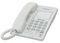 Телефон PANASONIC проводной, память на 10 номеров, однокнопочный набор 20 номеров, спикерфон, повторный набор номера, тональный набор, кнопка выключения микрофона, регулятор уровня громкости в трубке, регулятор громкости звонка, белый (KX-TS2363RUW)