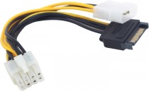 Кабель питания CABLEXPERT для видеокарт, сплитер, molex 4pin (M) + SATA 15pin (M) -> PCI express 8pin (F) (CC-PSU-82)