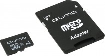 Карта памяти QUMO 4 Гб, microSDHC, адаптер на SD (QM4GMICSDHC10)