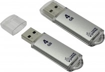 Флеш диск SMARTBUY 4 Гб, USB 2.0, V-Cut Silver (SB4GBVC-S)