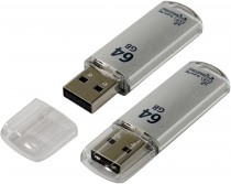 Флеш диск SMARTBUY 64 Гб, USB 2.0, V-Cut Silver (SB64GBVC-S)