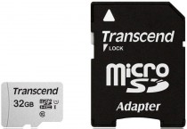Карта памяти TRANSCEND 32 Гб, microSDHC, чтение: 95 Мб/с, запись: 45 Мб/с, адаптер на SD (TS32GUSD300S-A)