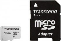 Карта памяти TRANSCEND microSDHC 300S, 16 Гб, UHS-I Class U1, чтение: до 95Мб/с, запись: до 45Мб/с, с адаптером (TS16GUSD300S-A)