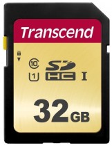 Карта памяти TRANSCEND 32 Гб, SDHC, Secure Digital HC, чтение: 95 Мб/с, запись: 60 Мб/с (TS32GSDC500S)