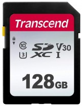 Карта памяти TRANSCEND 128 Гб, SDXC, Secure Digital XC, чтение: 95 Мб/с, запись: 45 Мб/с, V30 (TS128GSDC300S)