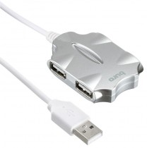 USB хаб BURO USB 2.0 4порт. серебристый (BU-HUB4-0.5-U2.0-CANDY)