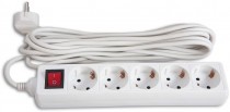 Сетевой фильтр BURO 3м (5 розеток) белый /w light switch (BU-PS5.3/W)