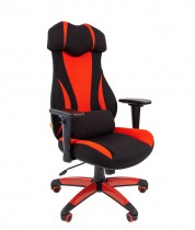 Кресло CHAIRMAN текстиль, до 120 кг, материал крестовины: пластик, механизм качания, поясничный упор, цвет: красный, чёрный, Game 14 Black/Red, 00-0 (7022220)