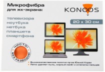 Салфетка KONOOS микрофибра, для экранов, 20х30см, 1шт (Konoos KT-1)